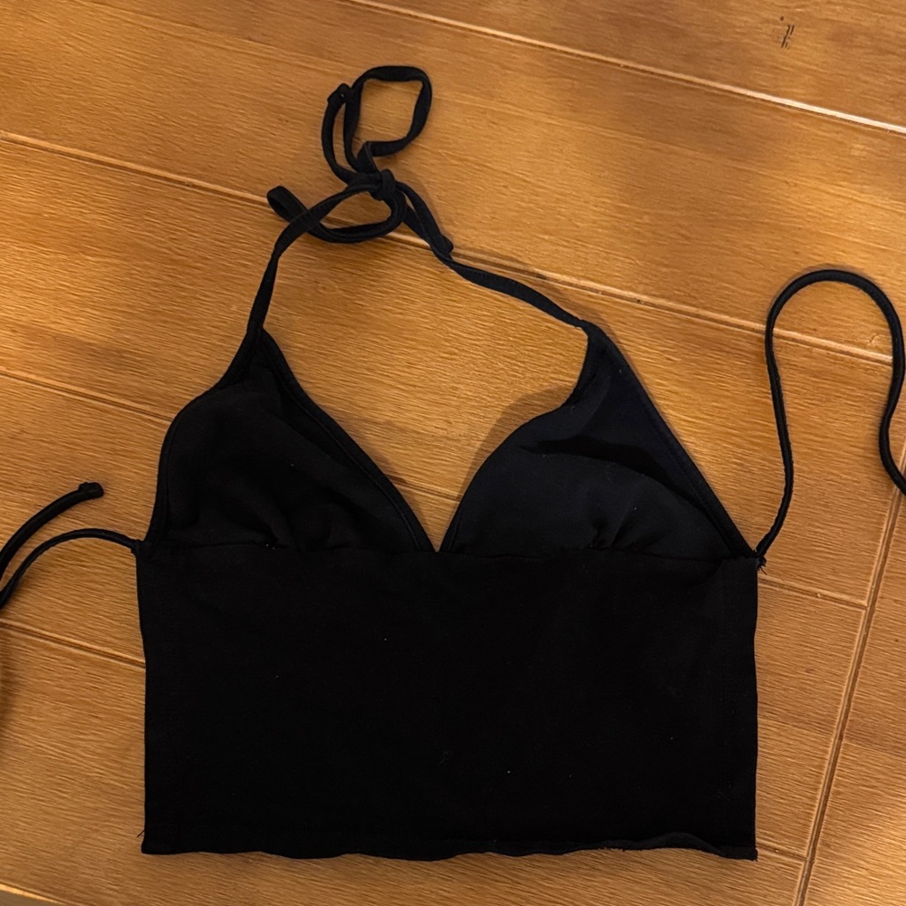 EDIKTED Black Halter Crop Top Backless